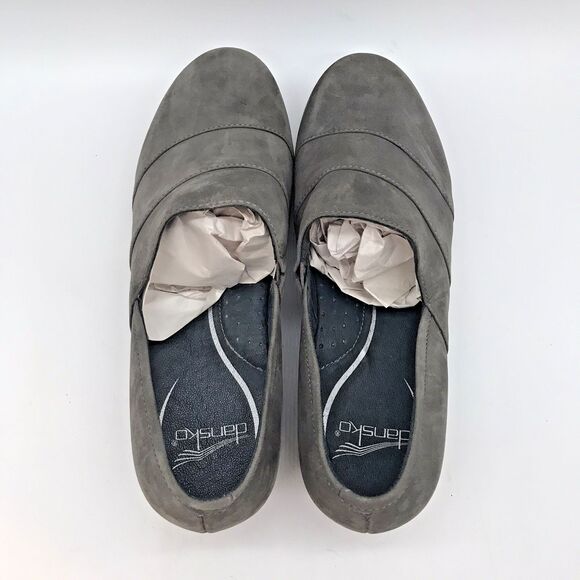 Dansko Tenley Gray Belted Slip-On Heels Women's 39 Nappa Leather Comfort Shoes - Picture 6 of 12